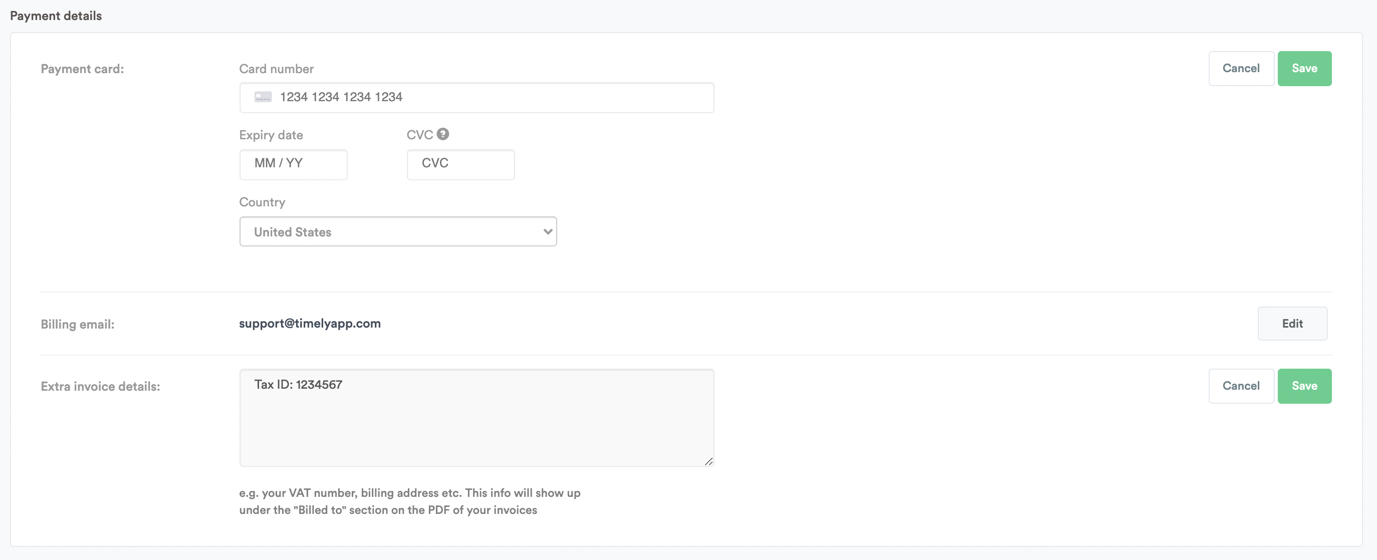 Invoice details