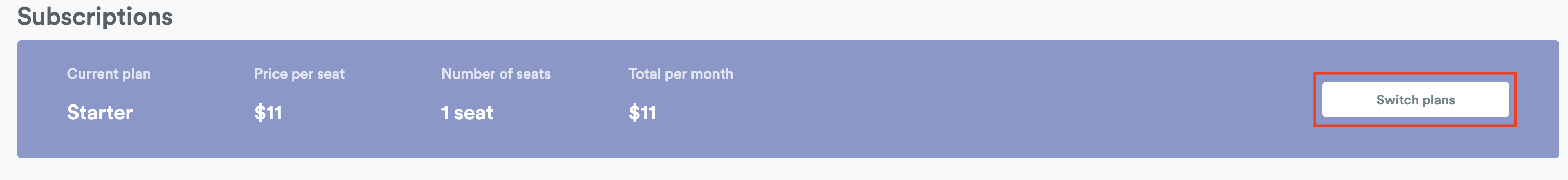 Switch plans button