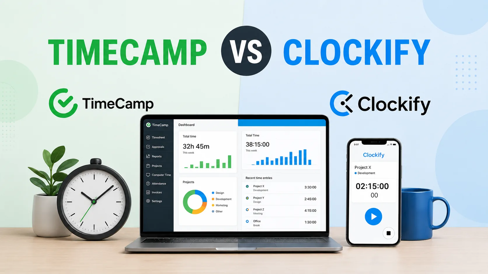 TimeCamp vs Clockify: Head-to-head Comparison (2026)